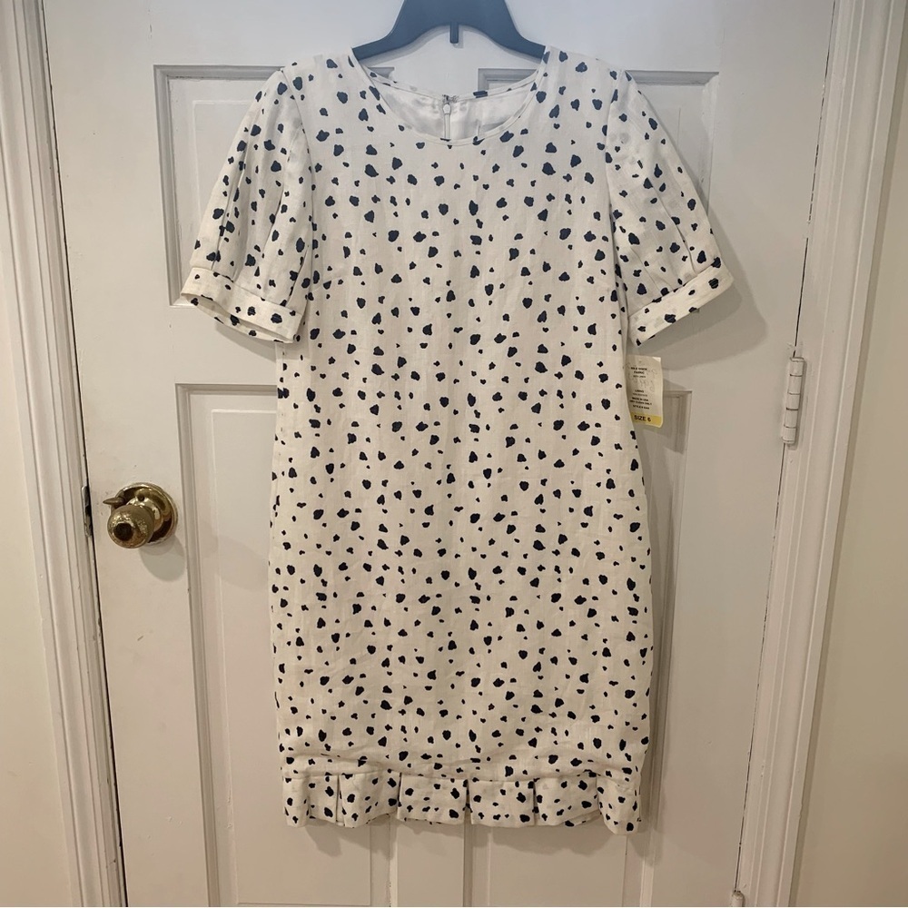 Vintage Harrison Simon Couture Linen Dot Dress‎ Boutique Dead Stock USA Size 6